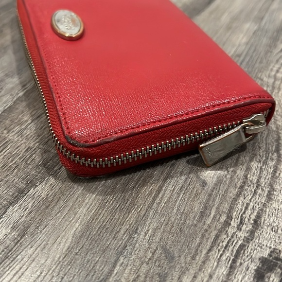 Furla Red Saffiano Leather Zip Around Wallet - Picture 5 of 16